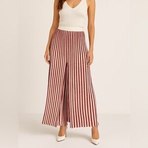 Vivienne Hu Red White Pleated Wide Leg Palazzo Pants Size 4